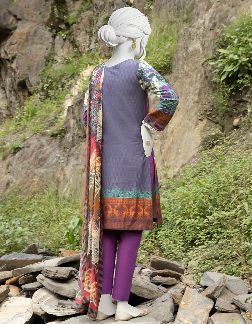 PURPLE CAMBRIC 3PC STITCHED | JJPW-W-JPWS-US-22-469 FB/BUTTERFLY - Image 2