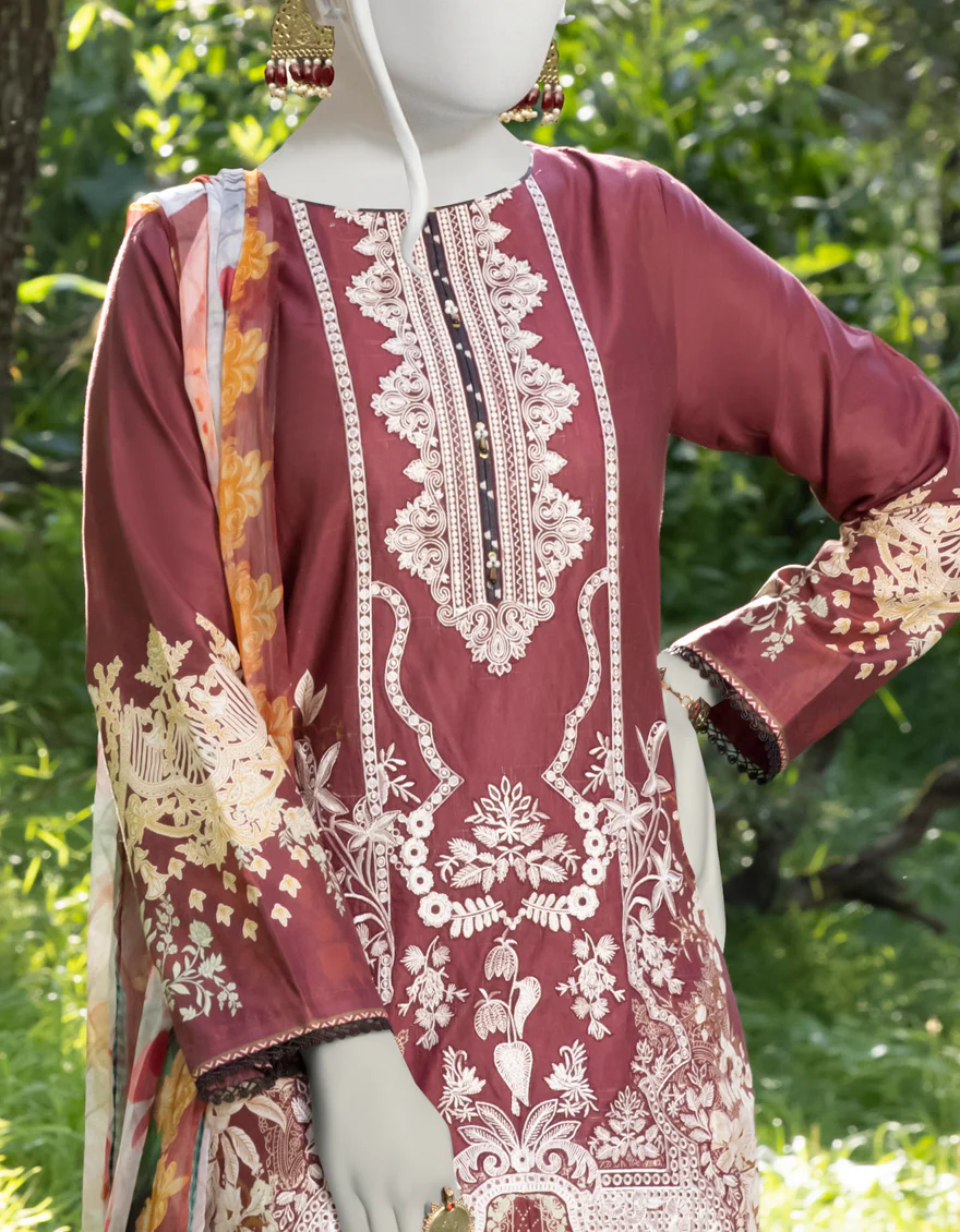 MAROON CAMBRIC 3PC STITCHED | JJPW-W-JPWS-US-22-470 FB/CRAYON(22-5122) - Image 3