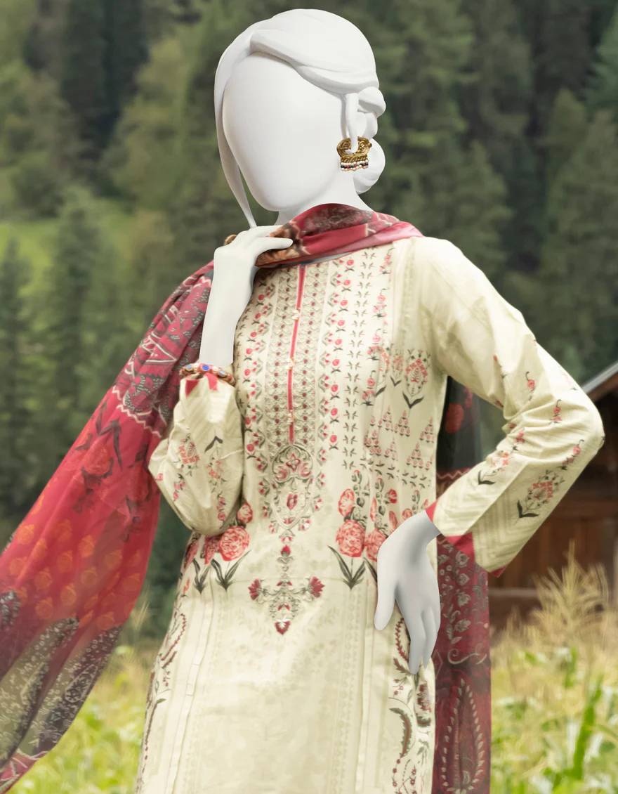LIGHT GREEN CAMBRIC 3PC STITCHED | JJPW-W-JPWS-US-22-471 FB/CHAUBARA (22-5131) - Image 3