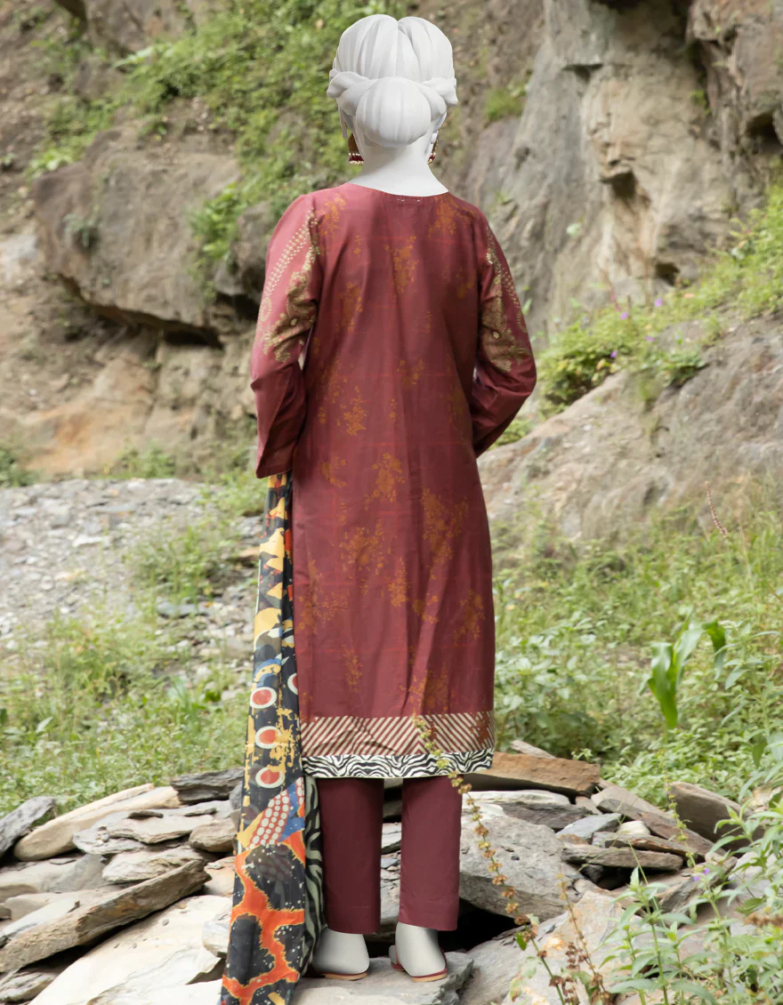 MAROON CAMBRIC 3PC STITCHED | JJPW-W-JPWS-US-22-475 FB/BROCADE (22-5135) - Image 2