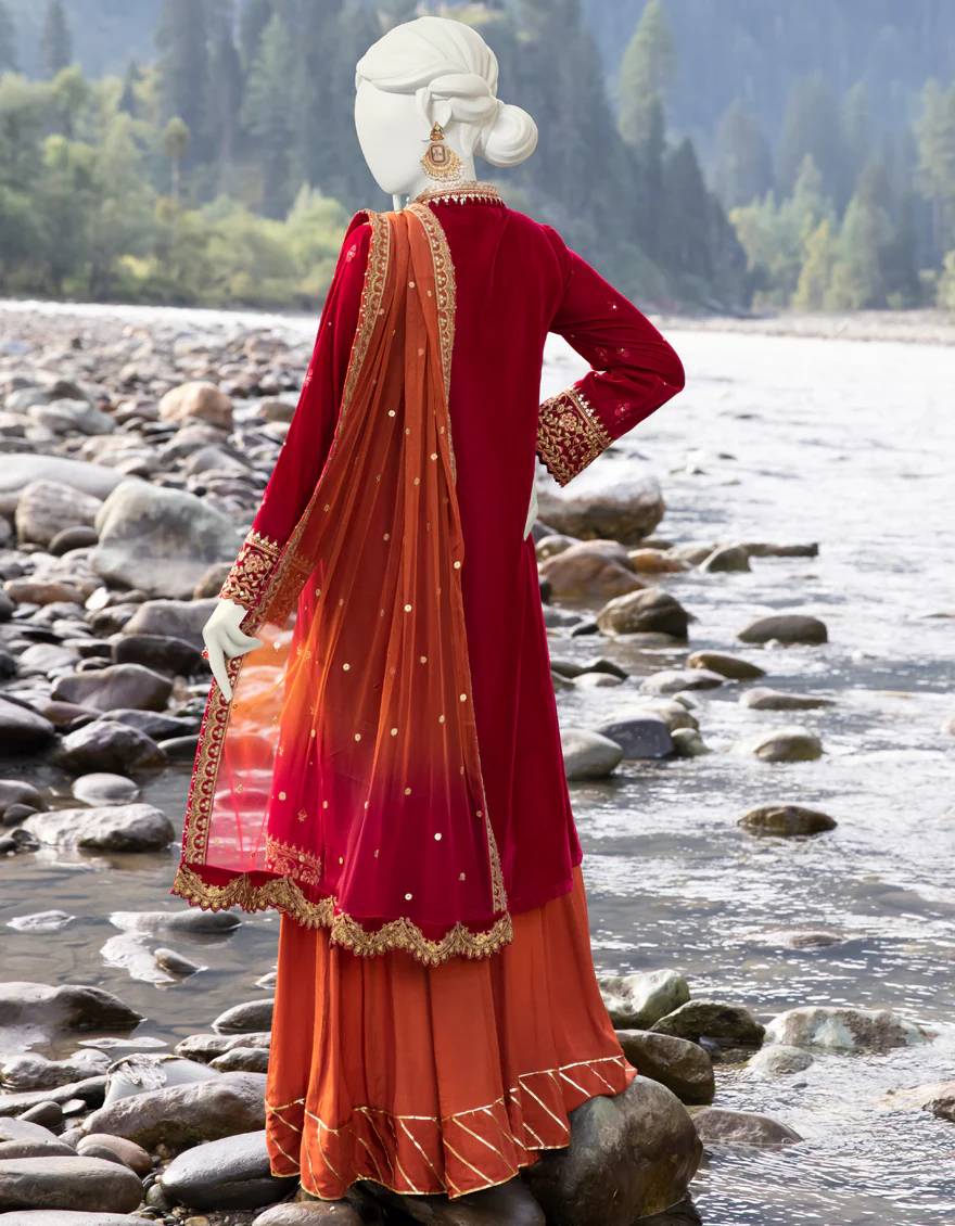 RED VELVET 3PC STITCHED | JJPW-W-JPWS-US-22-487 FB/FF-328 - Image 2