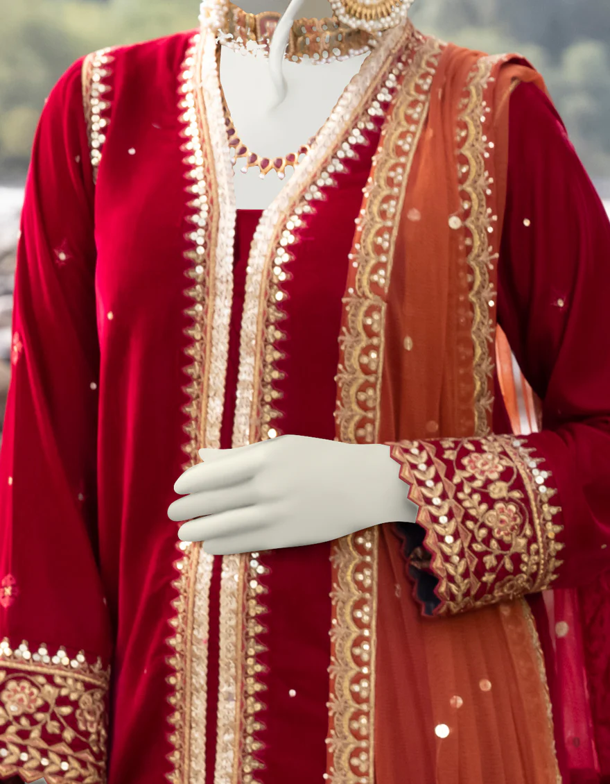 RED VELVET 3PC STITCHED | JJPW-W-JPWS-US-22-487 FB/FF-328 - Image 3