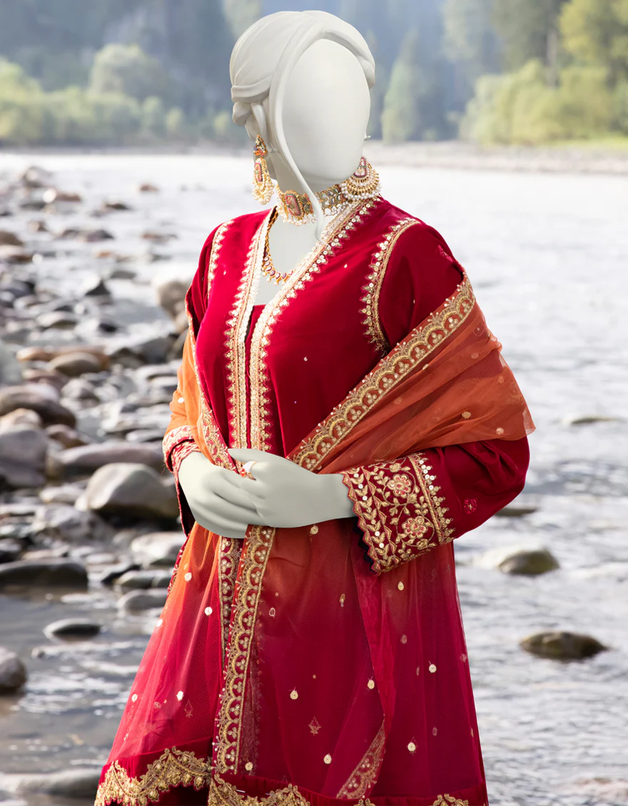 RED VELVET 3PC STITCHED | JJPW-W-JPWS-US-22-487 FB/FF-328 - Image 4