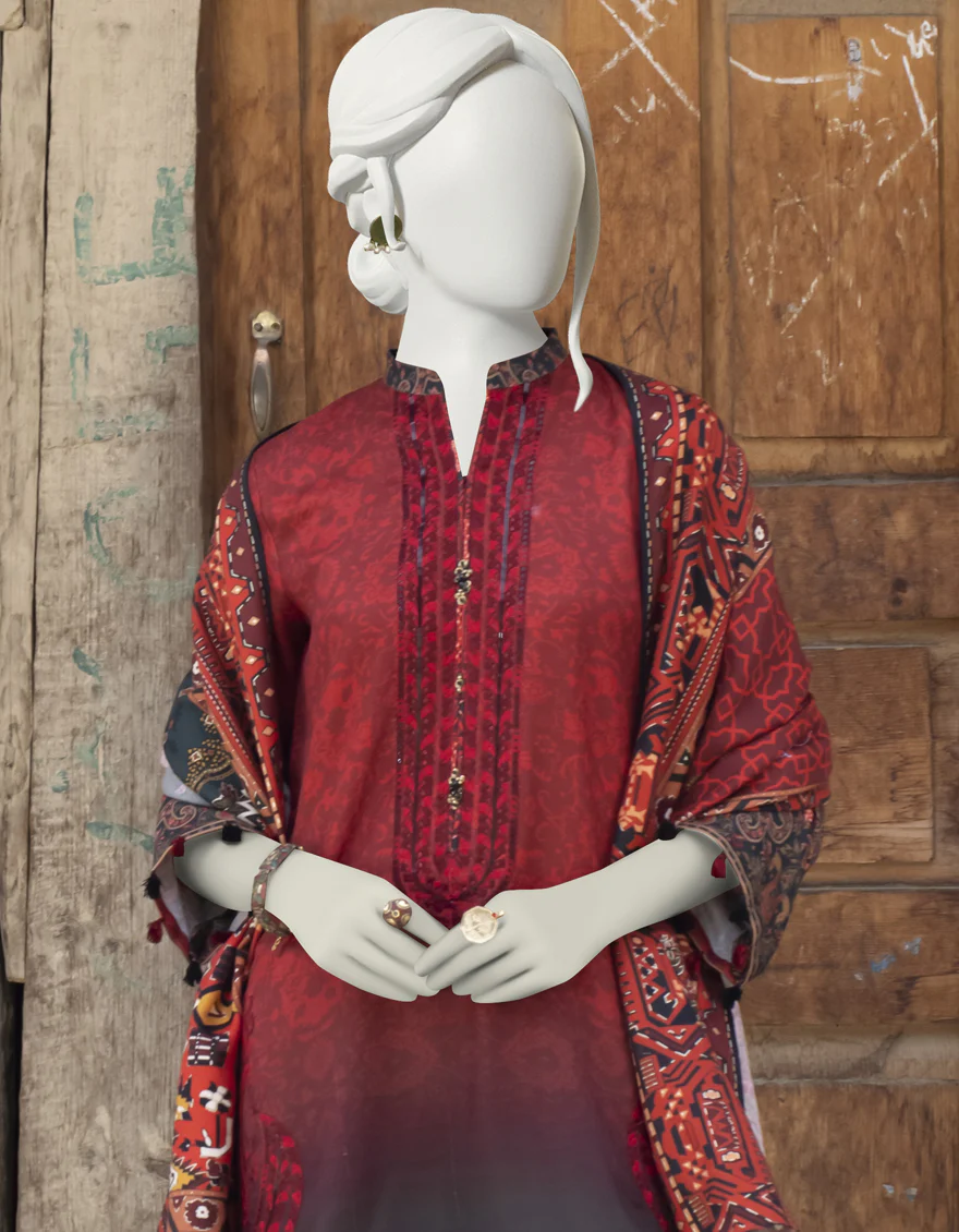 MAROON VISCOSE 3PC STITCHED | JJPW-W-JPWS-US-22-495 FB/MARVI - Image 2
