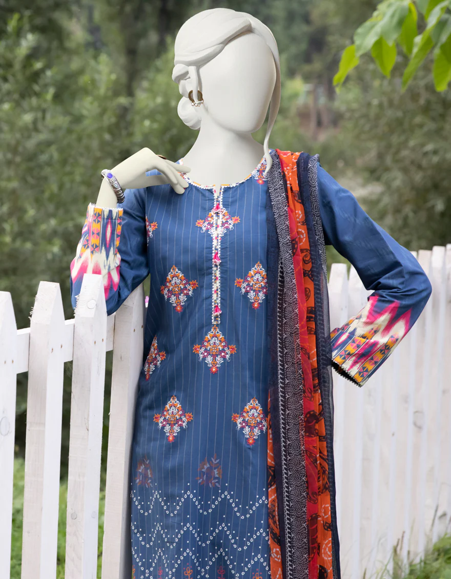 BLUE CAMBRIC 3PC STITCHED | JJPW-W-JPWS-US-22-498 FB/AKASHA - Image 3