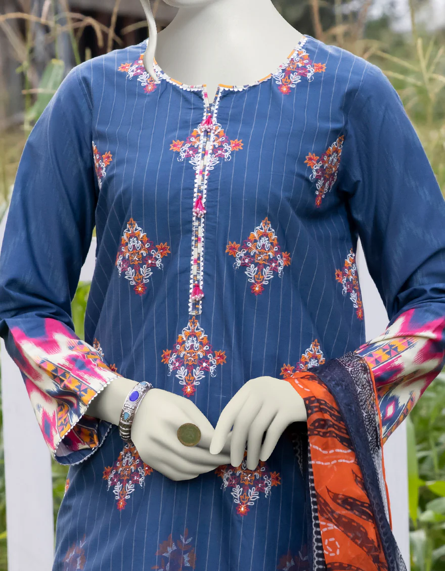 BLUE CAMBRIC 3PC STITCHED | JJPW-W-JPWS-US-22-498 FB/AKASHA - Image 5