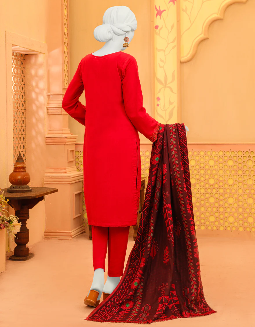 RED KHADDAR 3PC STITCHED | JJPW-W-JPWS-US-23-625 FB/ROCOCO - Image 2