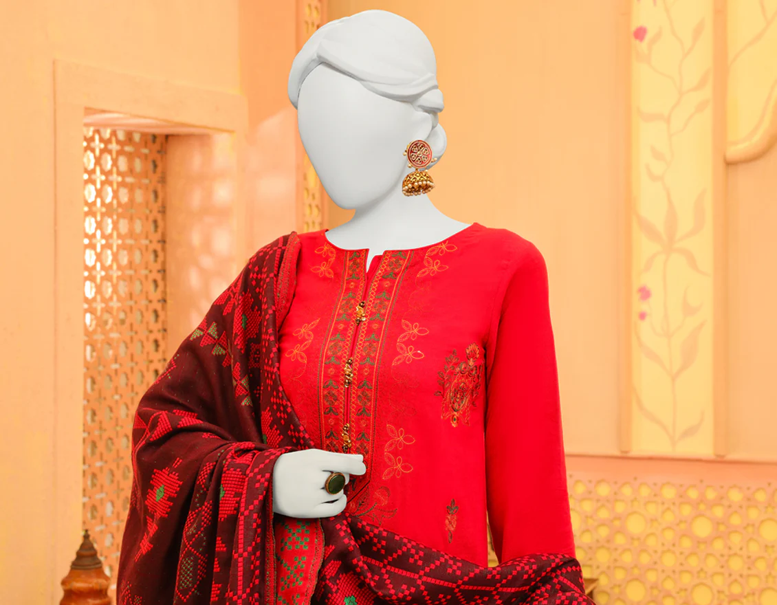 RED KHADDAR 3PC STITCHED | JJPW-W-JPWS-US-23-625 FB/ROCOCO - Image 4