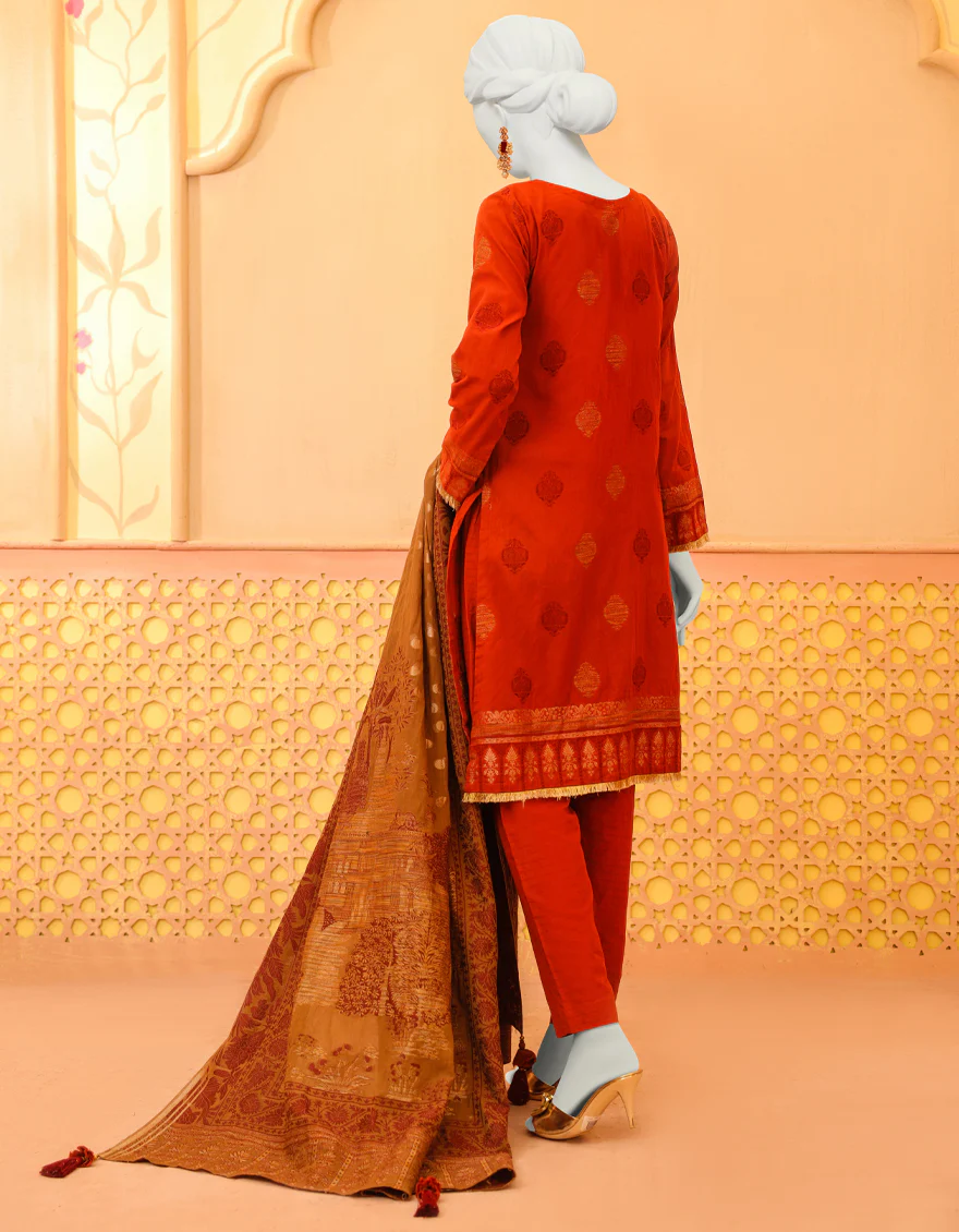 RUST JACQUARD 3PC STITCHED | JJPW-W-JPWS-US-23-630 FB/SHAHTAJ - Image 2