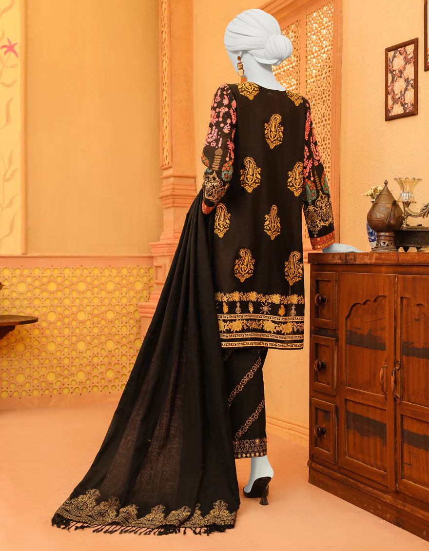 BLACK LAWN 3PC STITCHED | JJPW-W-JPWS-US-23-633 FB/BLACK PEARL - Image 2