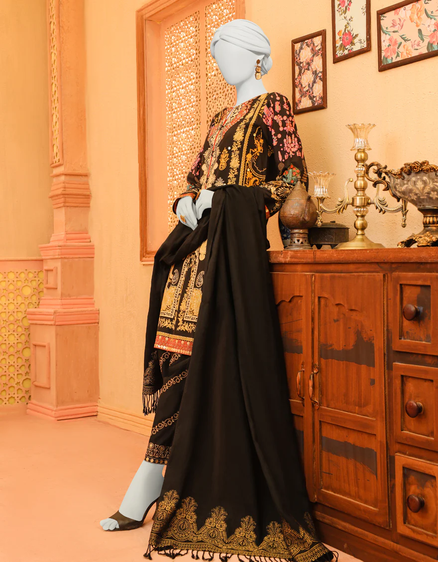 BLACK LAWN 3PC STITCHED | JJPW-W-JPWS-US-23-633 FB/BLACK PEARL - Image 4