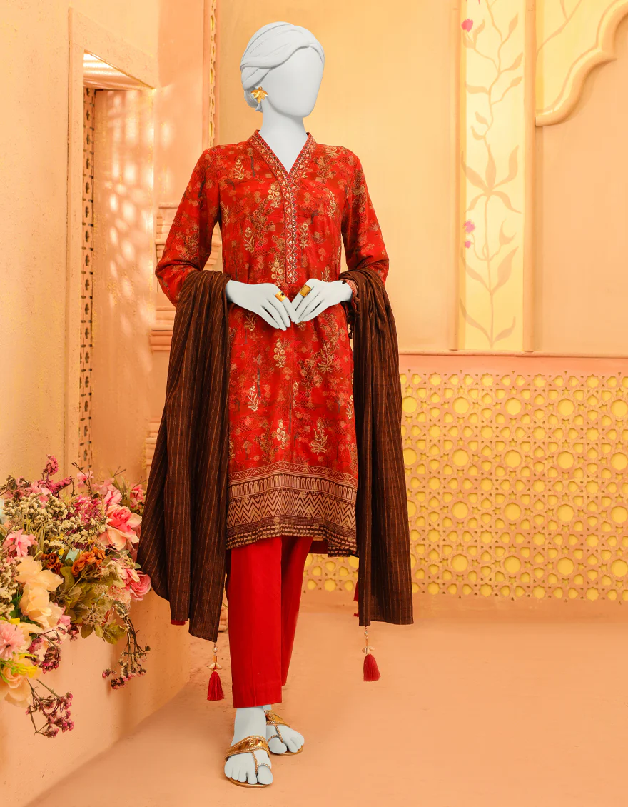 RED ORGANZA 3PC STITCHED | JJPW-W-JPWS-US-23-636 FB/JT-955
