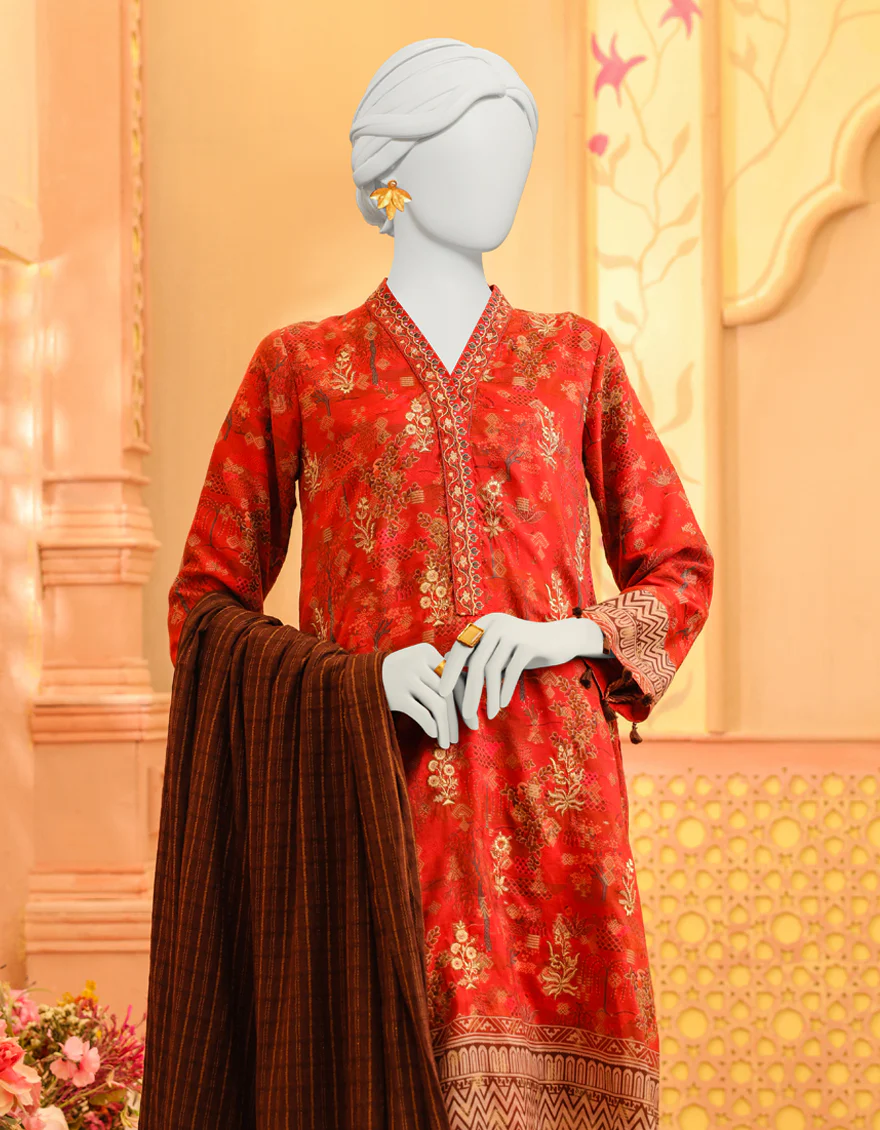 RED ORGANZA 3PC STITCHED | JJPW-W-JPWS-US-23-636 FB/JT-955 - Image 4