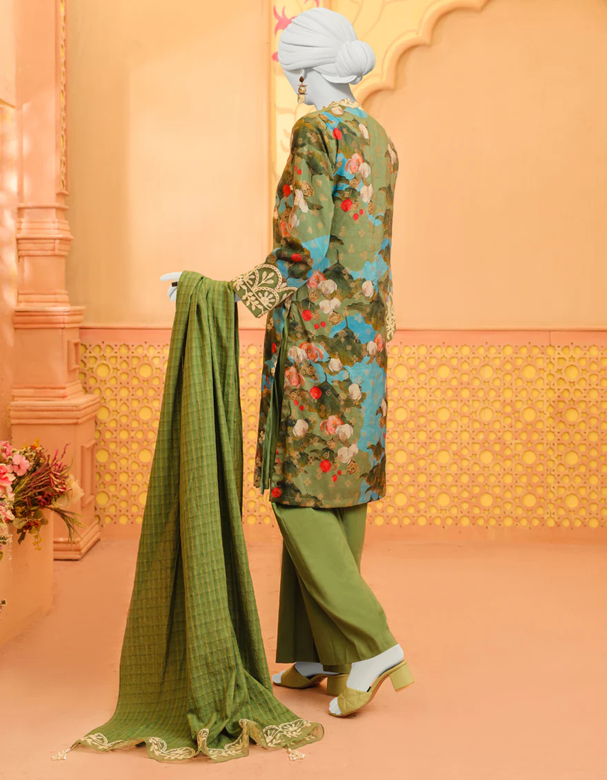 GREEN ORGANZA 3PC STITCHED | JJPW-W-JPWS-US-23-637 FB/ROHSANAY - Image 2