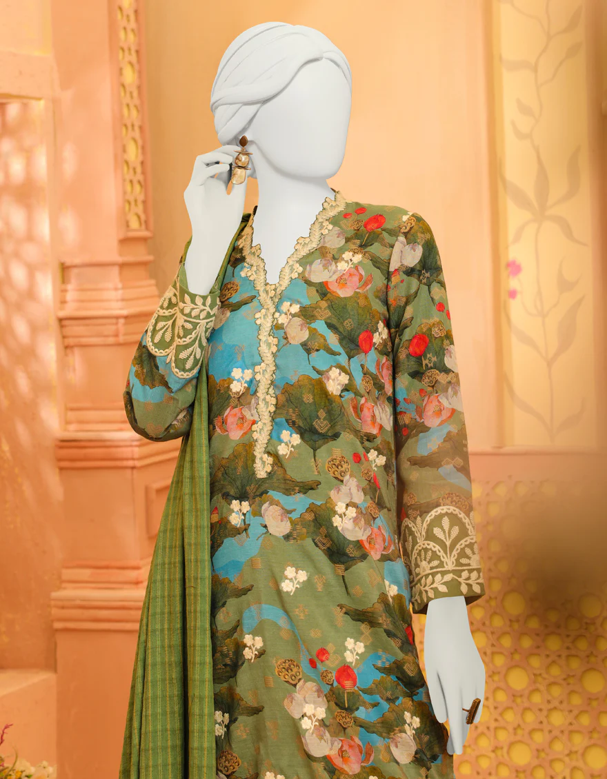 GREEN ORGANZA 3PC STITCHED | JJPW-W-JPWS-US-23-637 FB/ROHSANAY - Image 3
