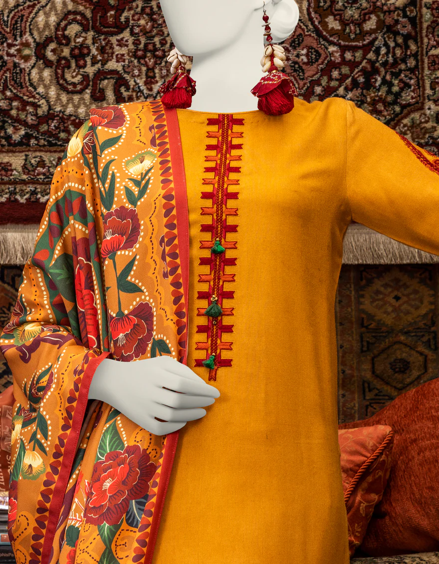 MUSTARD LINEN 3PC STITCHED | JJPW-W-JPWS-US-23-649 FB/AM-2062 - Image 3