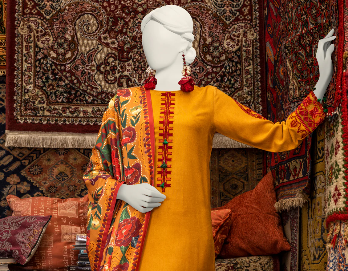 MUSTARD LINEN 3PC STITCHED | JJPW-W-JPWS-US-23-649 FB/AM-2062 - Image 4