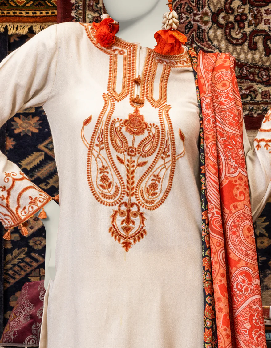 OFF WHITE LINEN 3PC STITCHED | JJPW-W-JPWS-US-23-650 FB/ZINNIA - Image 3