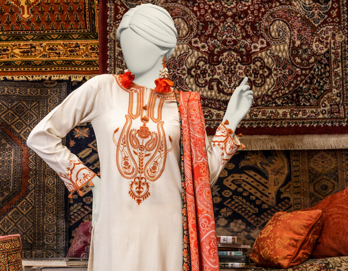 OFF WHITE LINEN 3PC STITCHED | JJPW-W-JPWS-US-23-650 FB/ZINNIA - Image 4