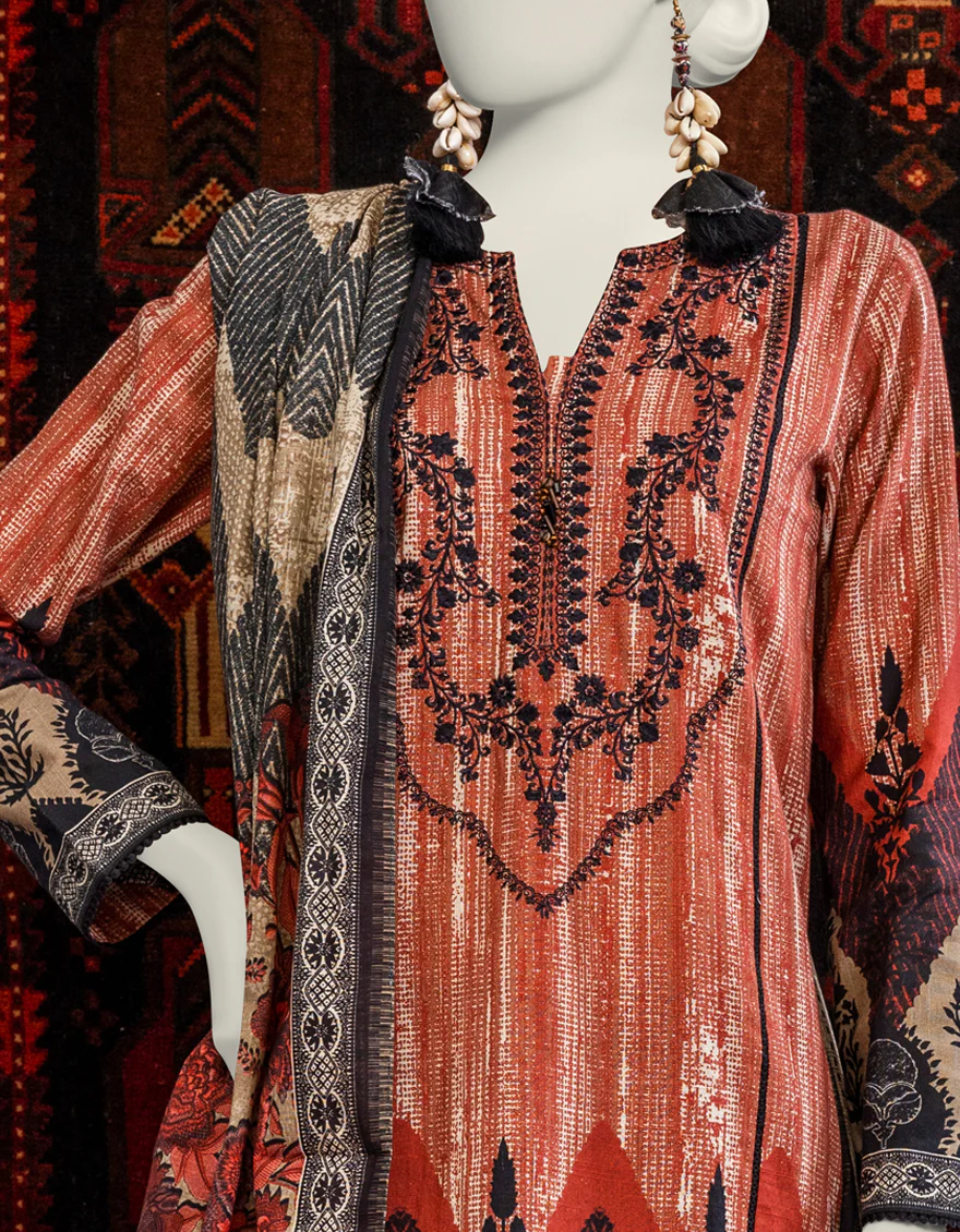 BROWN KHADDAR 3PC STITCHED | JJPW-W-JPWS-US-23-657 FB/JA-963 - Image 3