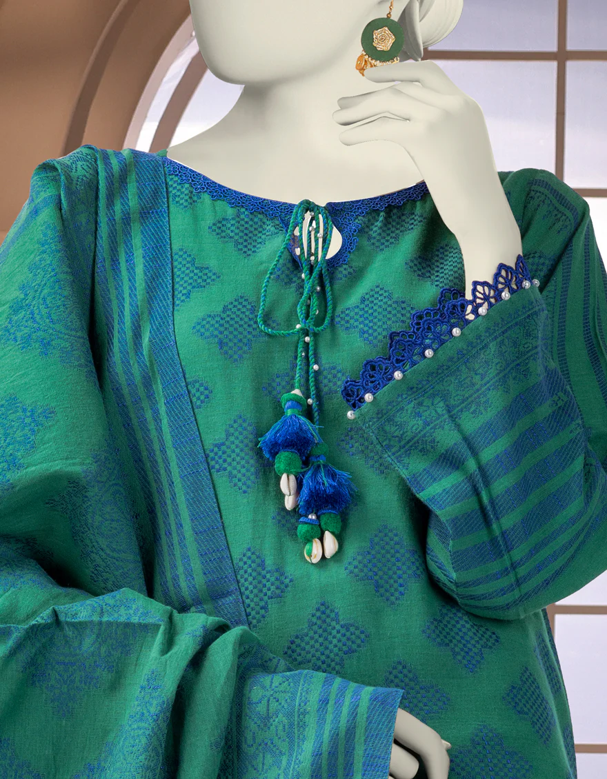 GREEN JACQUARD 3PC STITCHED | JJPW-W-JW-24-1701 FB/FARAS-02 - Image 3