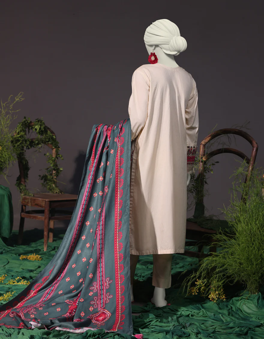 WHITE CAMBRIC 3PC STITCHED | JJPW-W-JW-24-1736 FB/LUXE-A-01 - Image 2