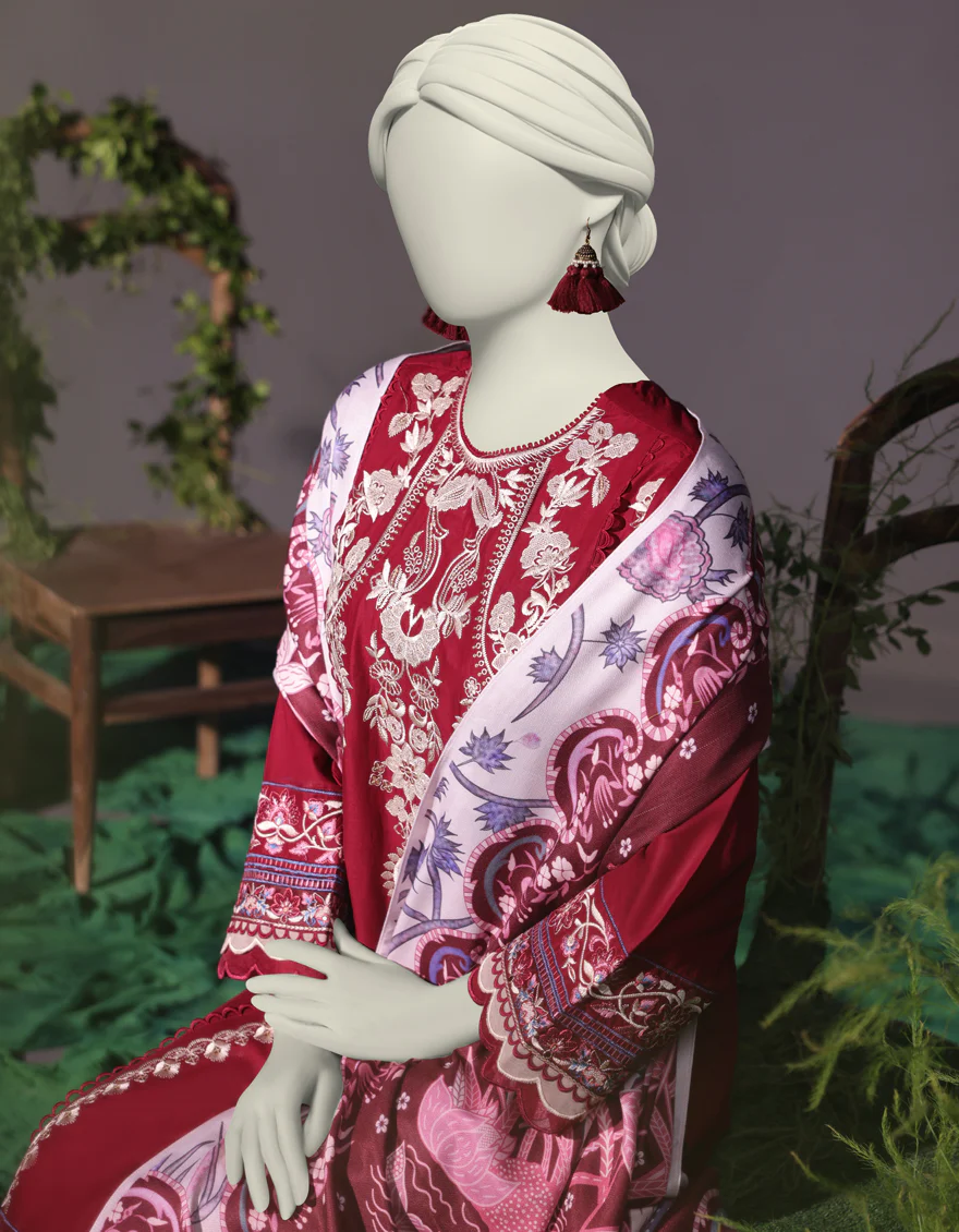 RED CAMBRIC 3PC STITCHED | JJPW-W-JW-24-1737 FB/LUXE-A-02 - Image 4