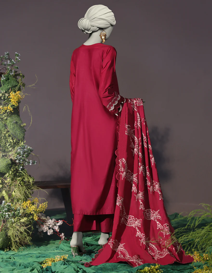RED CAMBRIC 3PC STITCHED | JJPW-W-JW-24-1745 FB/LUXE-B-02 - Image 2
