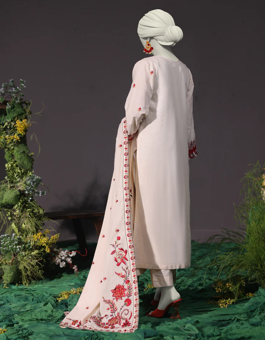 WHITE CAMBRIC 3PC STITCHED | JJPW-W-JW-24-1748 FB/LUXE-B-05 - Image 2