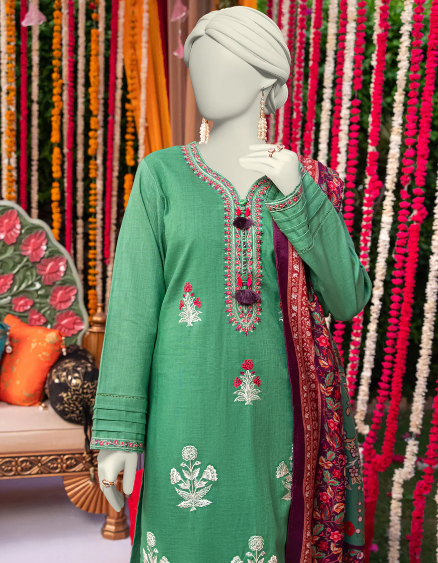 GREEN DYED 3PC STITCHED | JJPW-W-JW-24-1762 FB/SHIKARGA-03 - Image 2