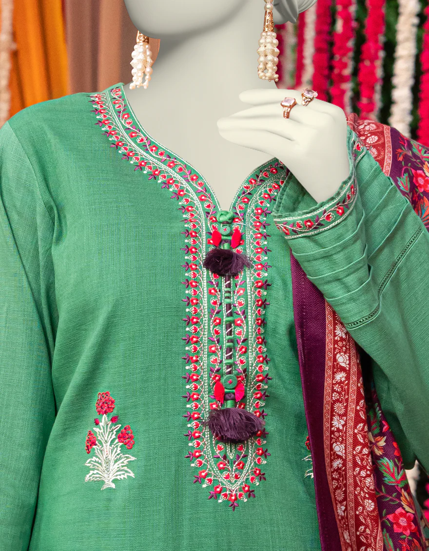 GREEN DYED 3PC STITCHED | JJPW-W-JW-24-1762 FB/SHIKARGA-03 - Image 3
