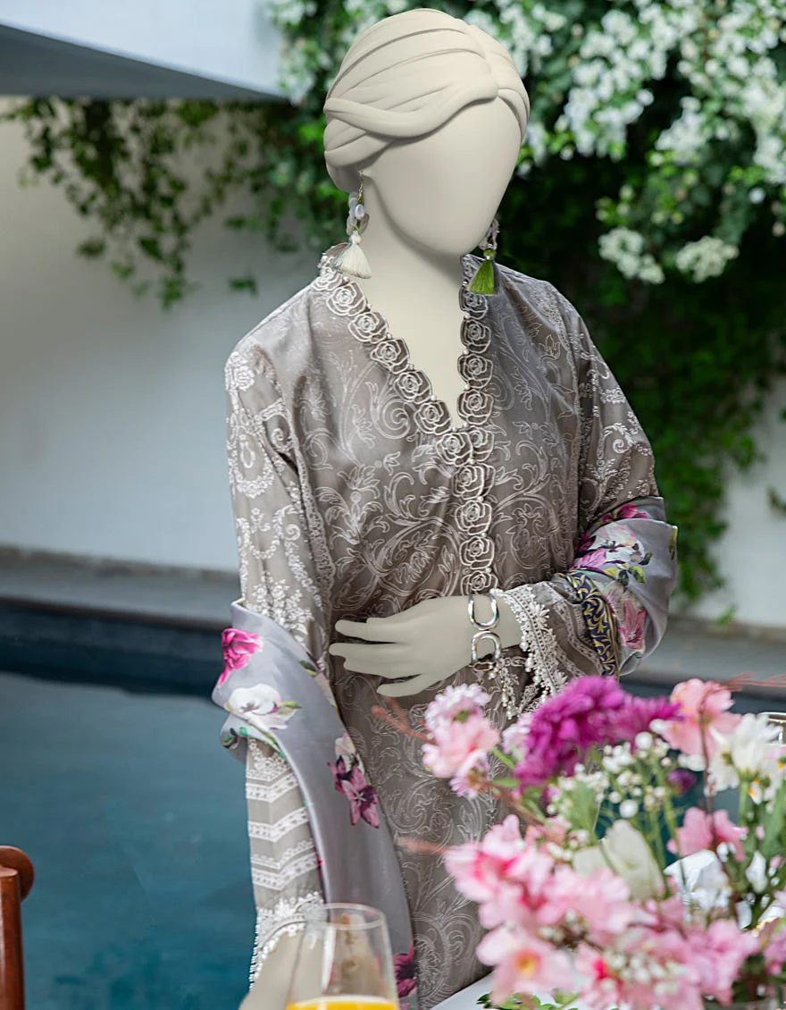 GREY RAW SILK 3PC STITCHED | JJPW-W-JW-24-1773 FB/PASTEL-02 - Image 2