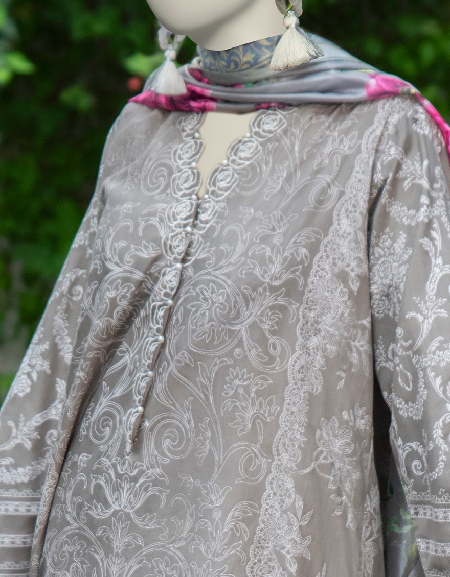 GREY RAW SILK 3PC STITCHED | JJPW-W-JW-24-1773 FB/PASTEL-02 - Image 3