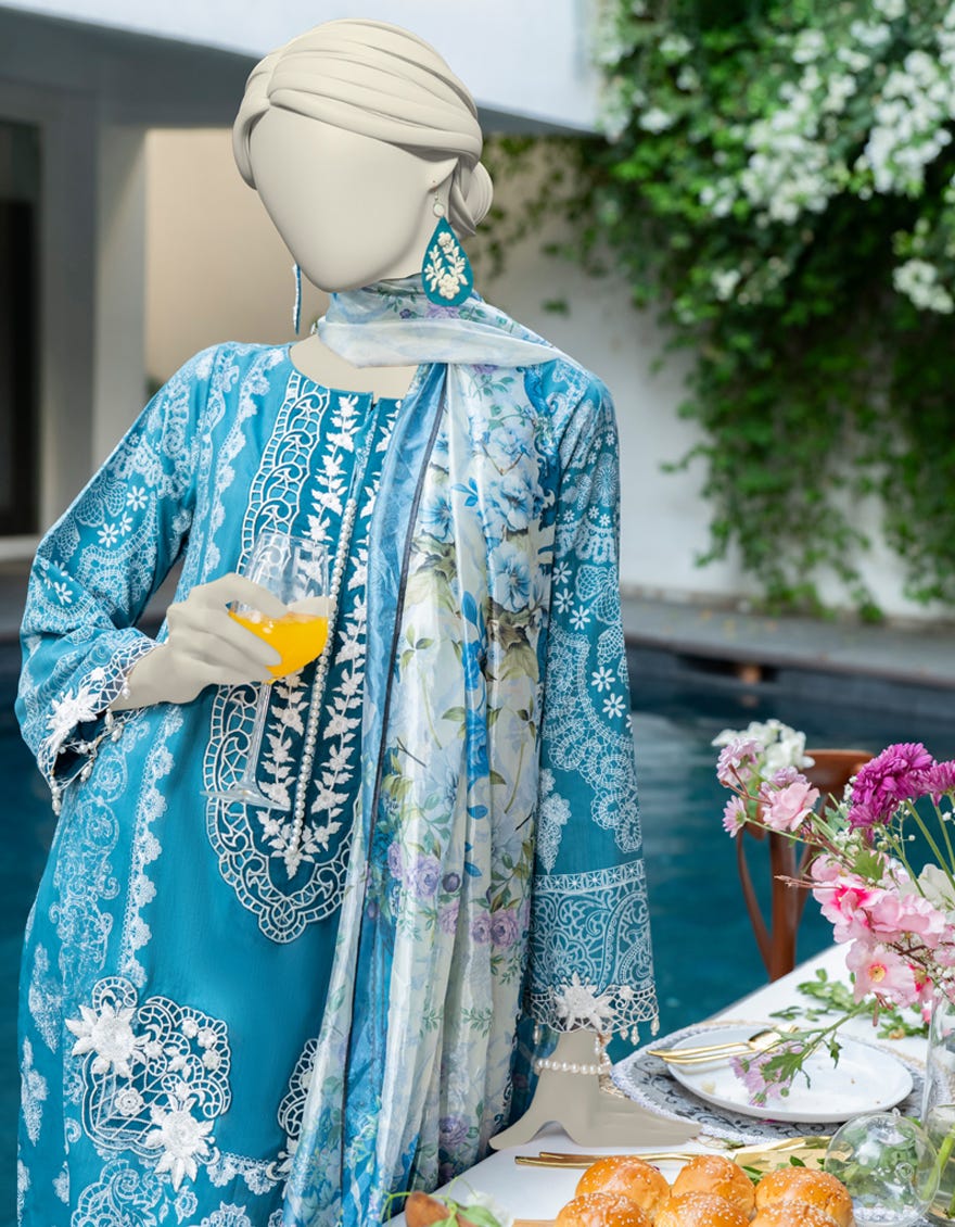 GREEN RAW SILK 3PC STITCHED | JJPW-W-JW-24-1774 FB/PASTEL-03 - Image 2