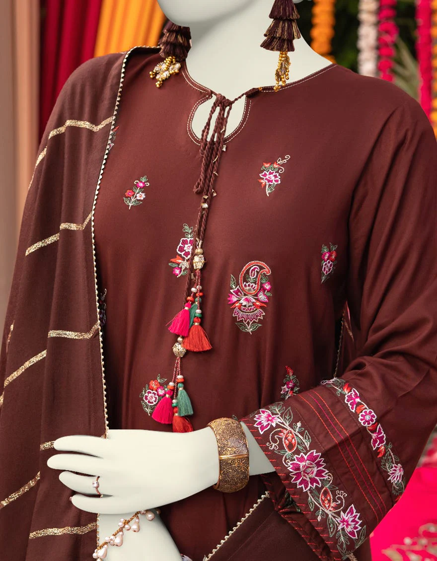 BROWN LINEN 3PC STITCHED | JJPW-W-JW-24-1779 FB/DREAM WEAVE-4 - Image 2