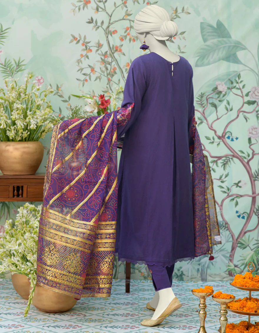PURPLE DOBBY 3PC STITCHED | JJPW-W-JW-24-1783 FB/MAHARANI-04 - Image 2