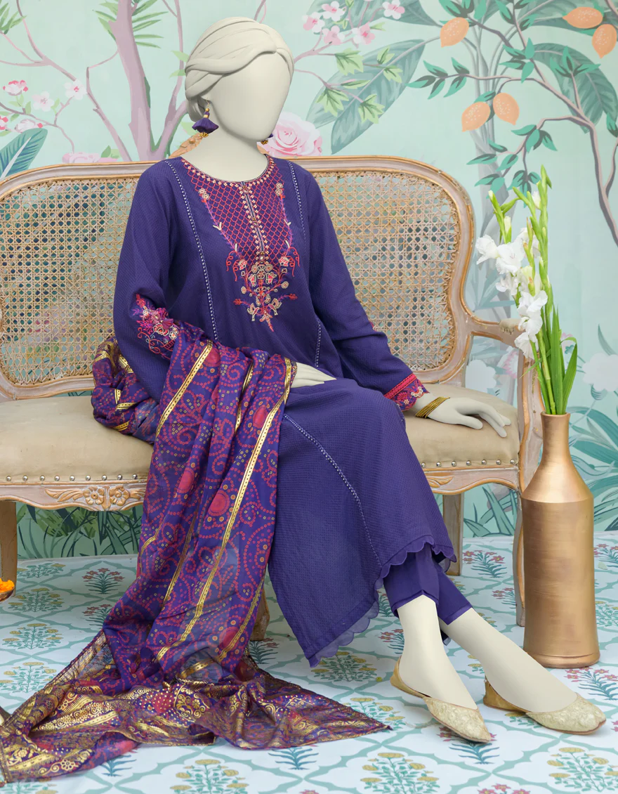 PURPLE DOBBY 3PC STITCHED | JJPW-W-JW-24-1783 FB/MAHARANI-04 - Image 3