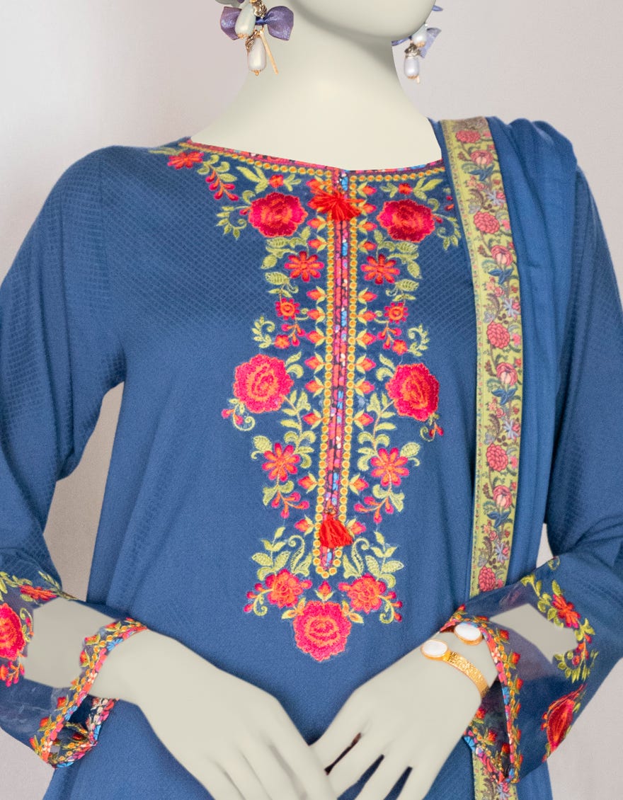 BLUE DOBBY 3PC STITCHED | JJPW-W-JW-24-1784 FB/POLISH ELEGANCE-1 - Image 3