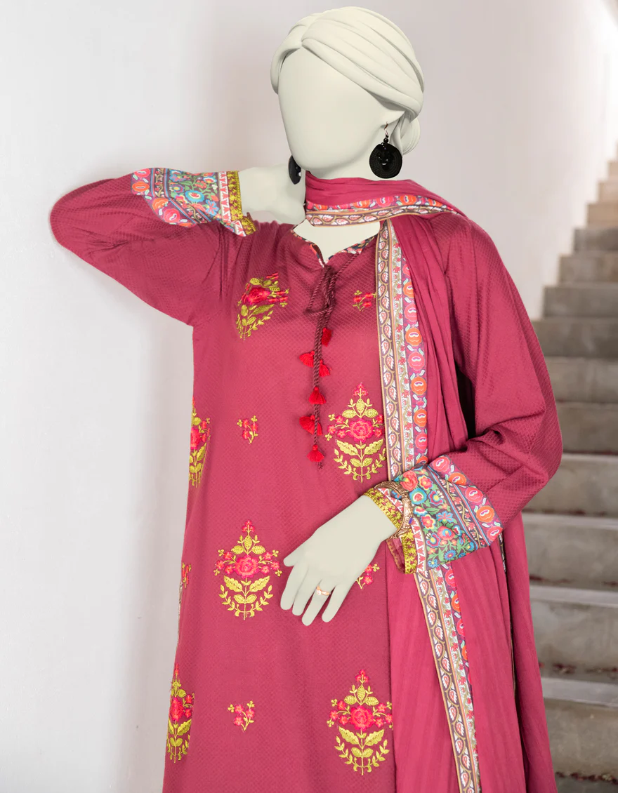 RED DOBBY 3PC STITCHED | JJPW-W-JW-24-1785 FB/POLISH ELEGANCE-2 - Image 2
