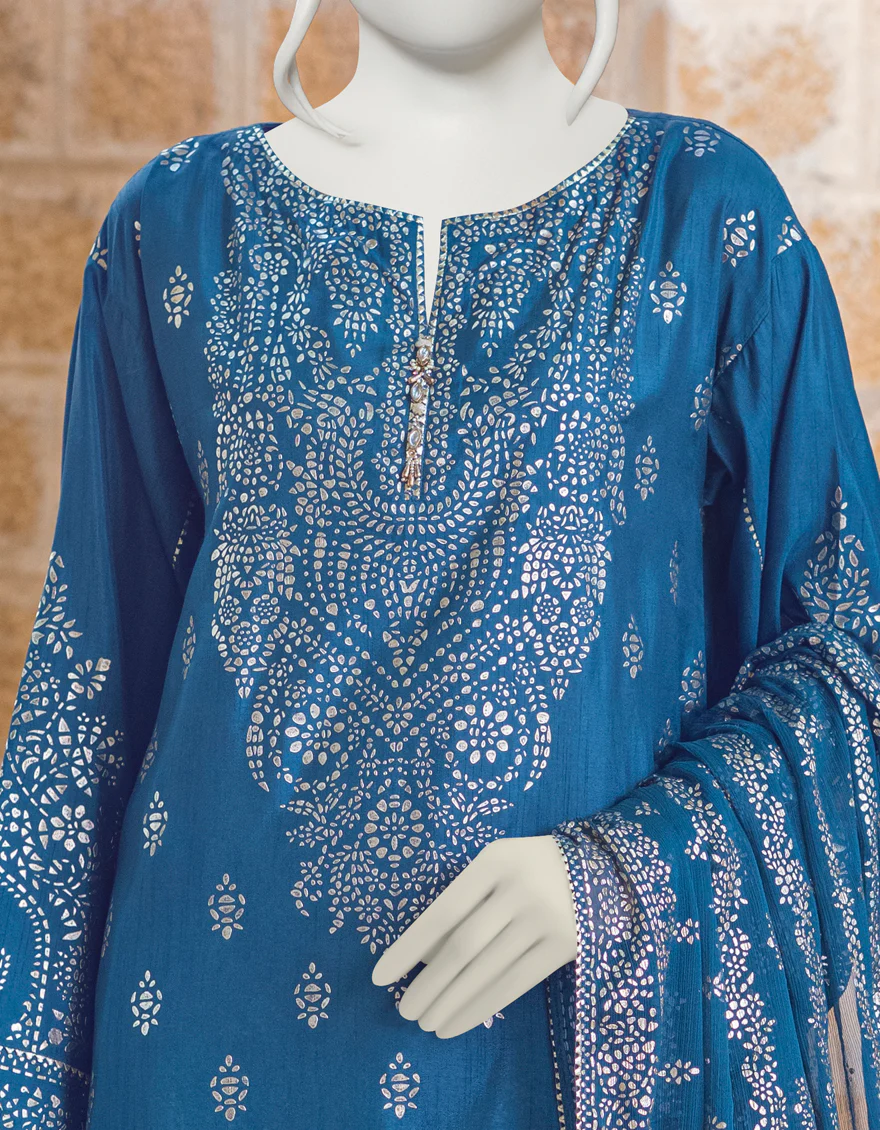 TEAL RAW SILK 3PC STITCHED | JJPW-W-JW-US-22-1714 FB/RP-026JH193 - Image 2