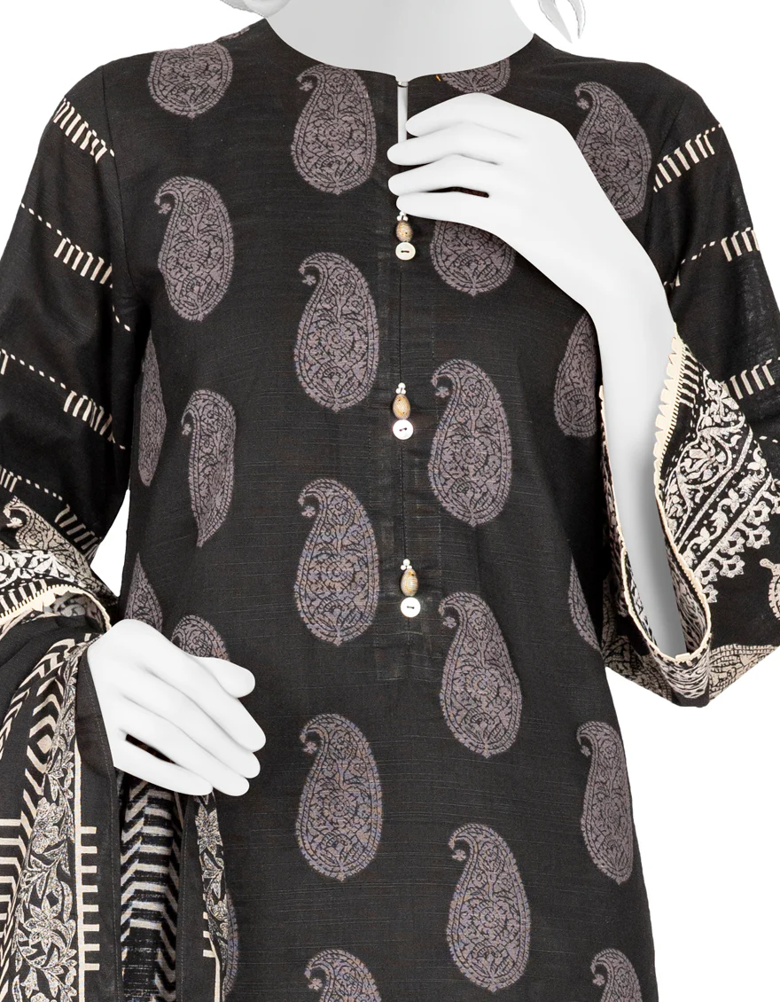 BLACK KHADDAR 3PC STITCHED | JJPW-W-JW-US-22-1724 FB/COLABA - Image 3