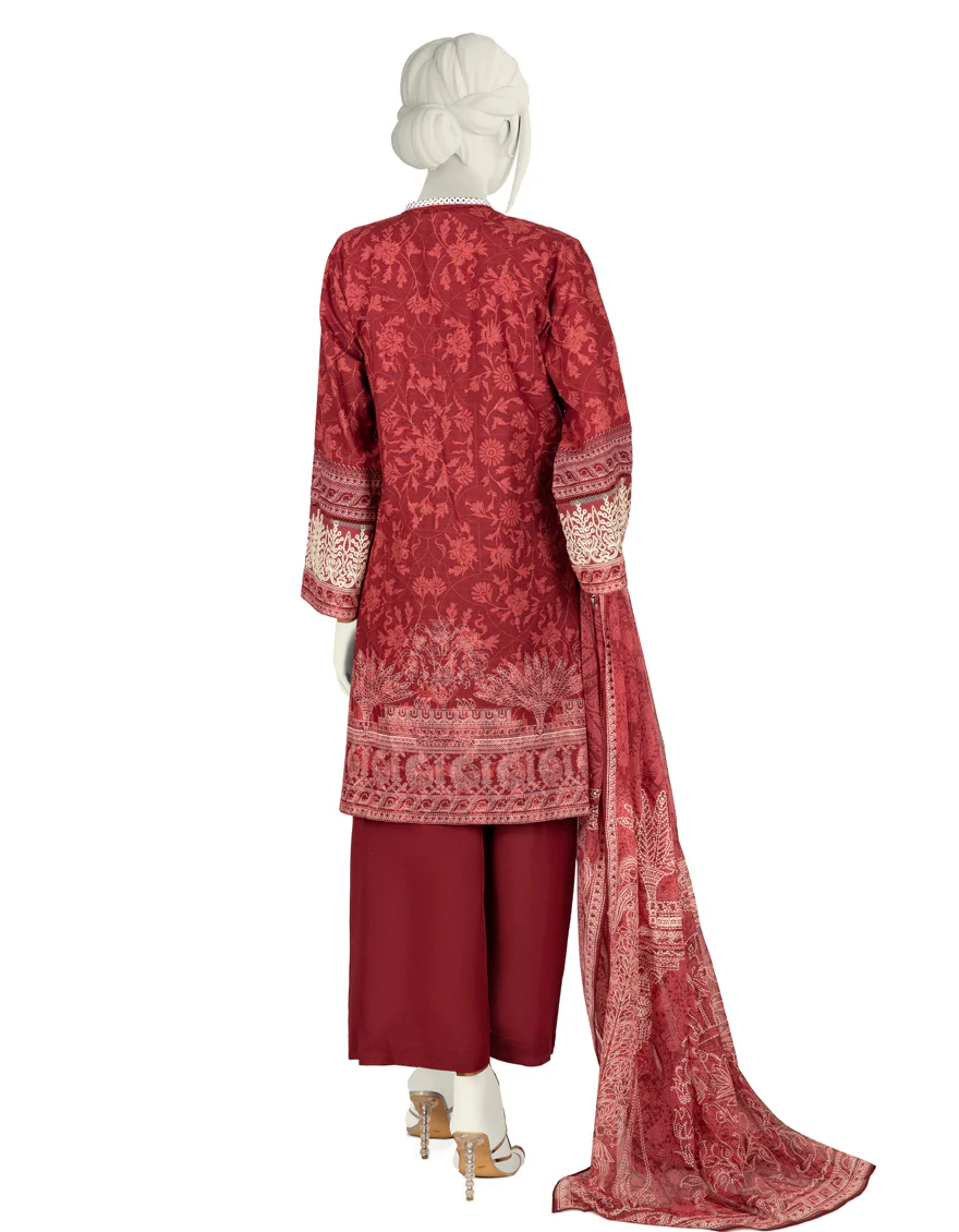 PINK & MAROON CAMBRIC 3PC STITCHED | JJPW-W-JW-US-22-1740 FB/CHANDERI - Image 2