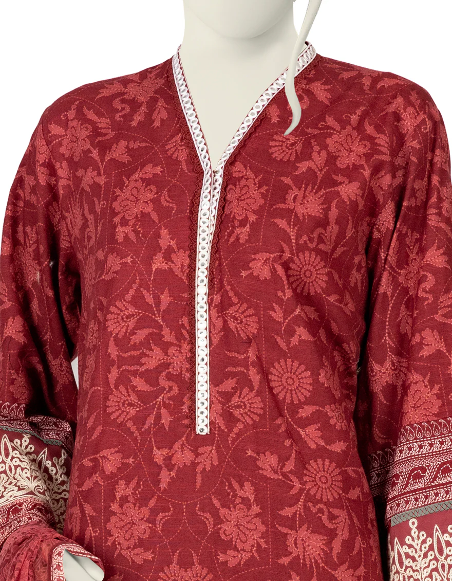PINK & MAROON CAMBRIC 3PC STITCHED | JJPW-W-JW-US-22-1740 FB/CHANDERI - Image 3