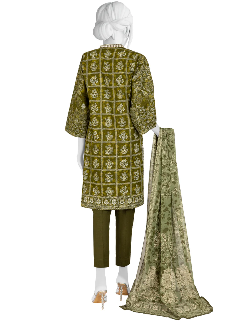 GREEN KHADDAR 3PC STITCHED | JJPW-W-JW-US-22-1743 FB/THIRMA - Image 2
