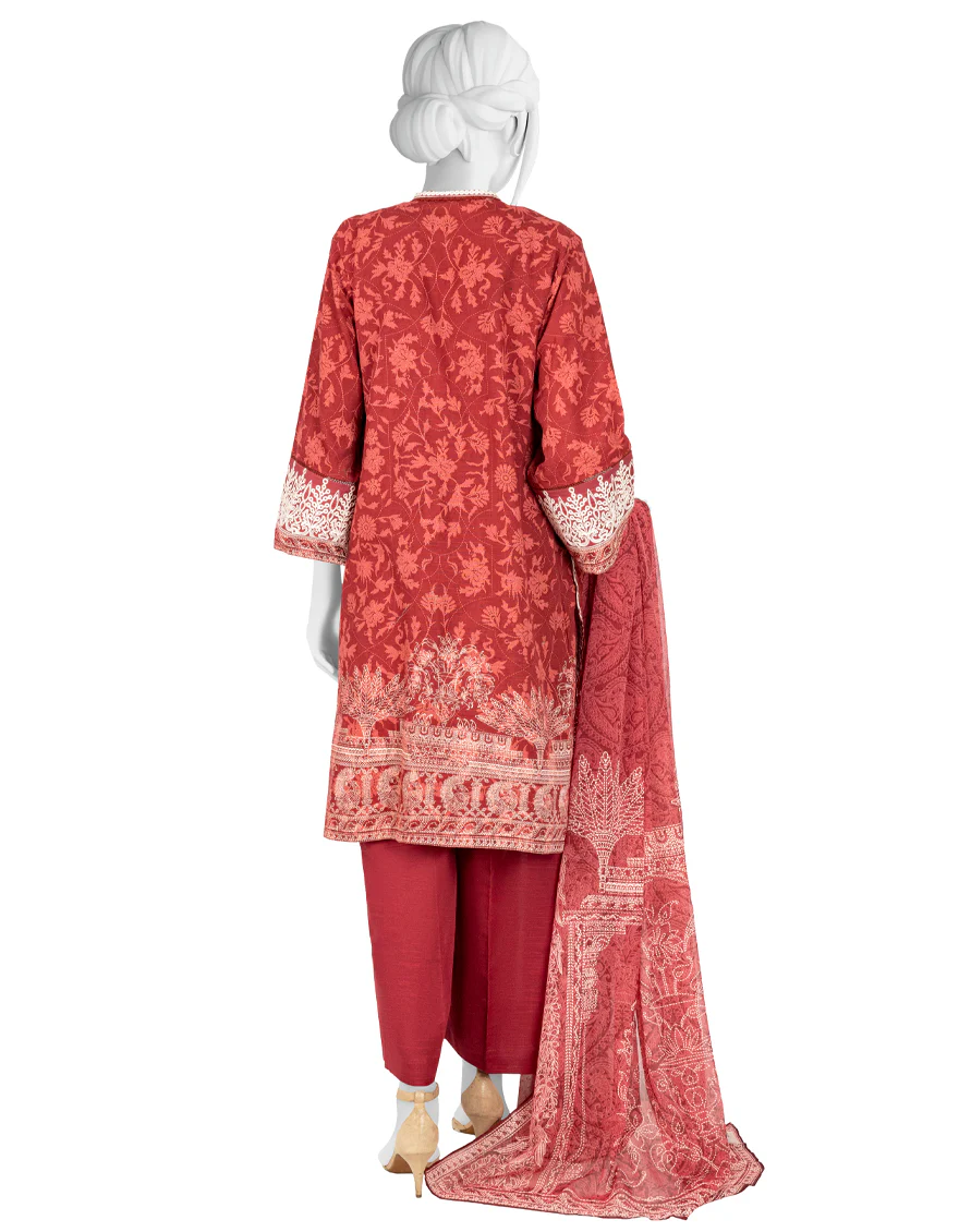 MAROON KHADDAR 3PC STITCHED | JJPW-W-JW-US-22-1744 FB/CHANDERI - Image 2