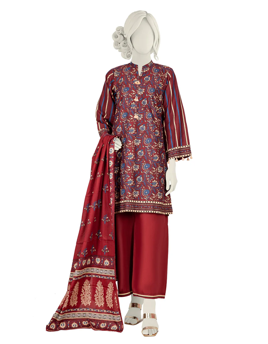 MAROON CAMBRIC 3PC STITCHED | JJPW-W-JW-US-22-1750 FB/GUZEL