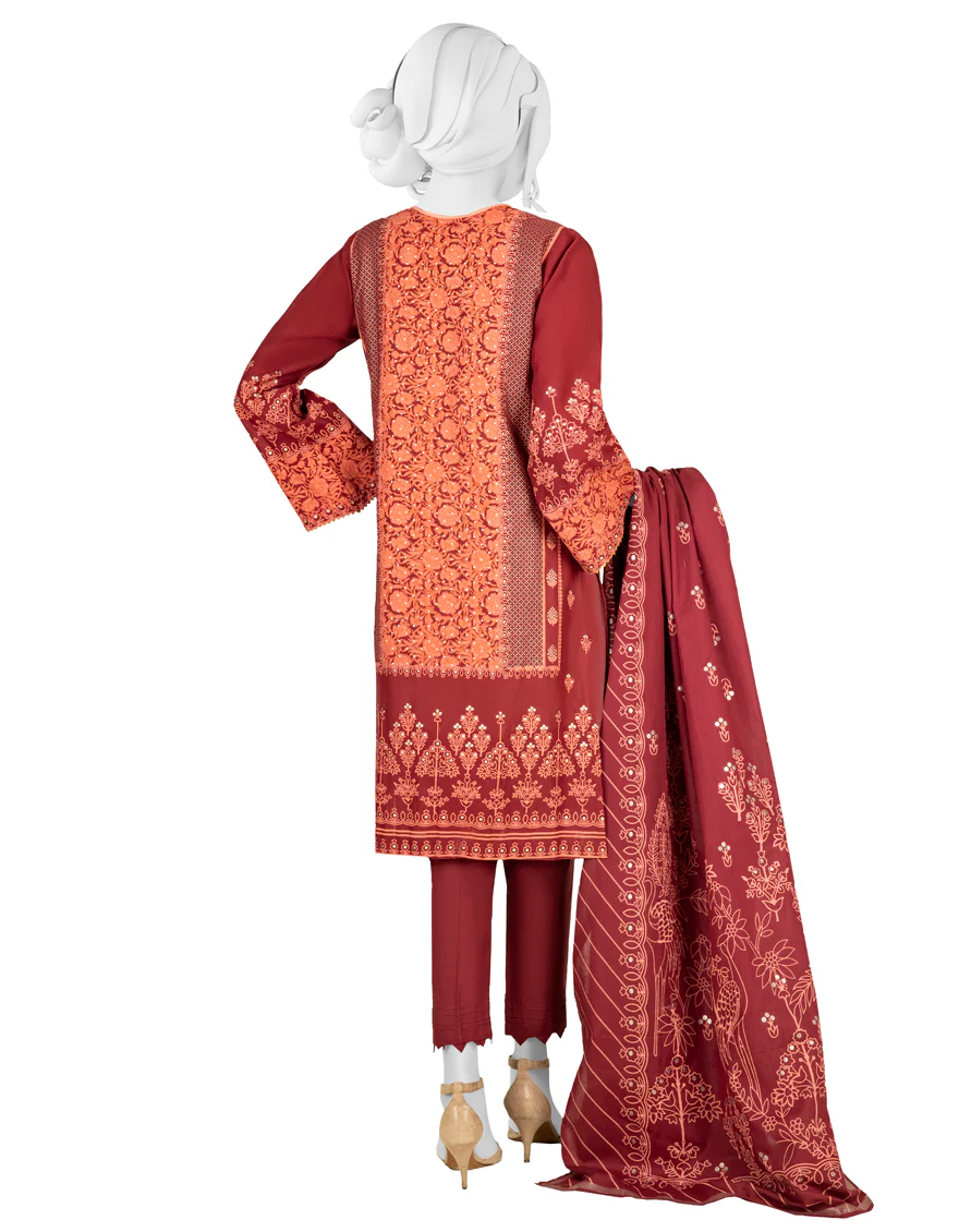 MAROON CAMBRIC 3PC STITCHED | JJPW-W-JW-US-22-1764 FB/BLOSSOM - Image 2