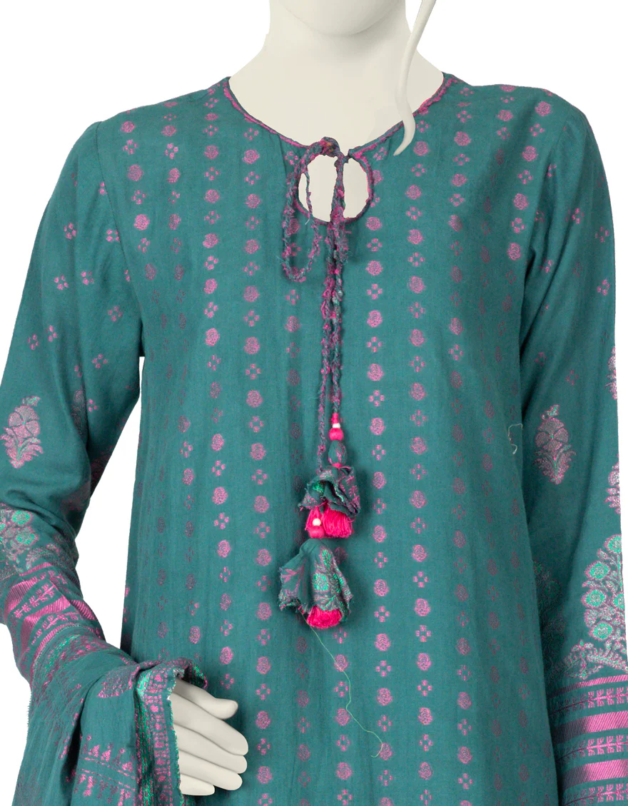 TEAL JACQUARD 3PC STITCHED | JJPW-W-JW-US-22-1773 FB/GHANDANA - Image 3
