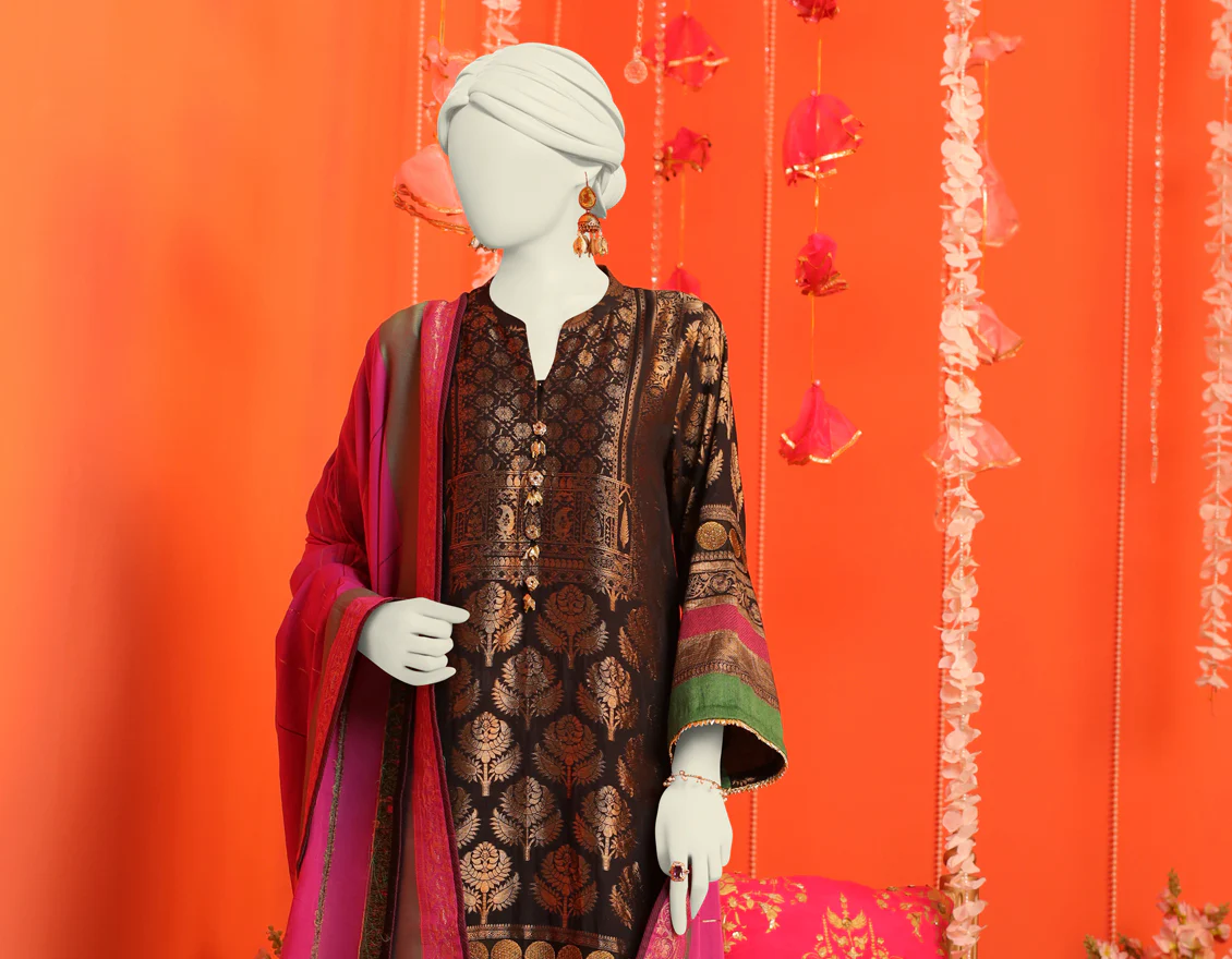 BLACK JACQUARD 3PC STITCHED | JJPW-W-JW-US-23-1721 FB/TRADITIONAL MOTIFS-2 - Image 4