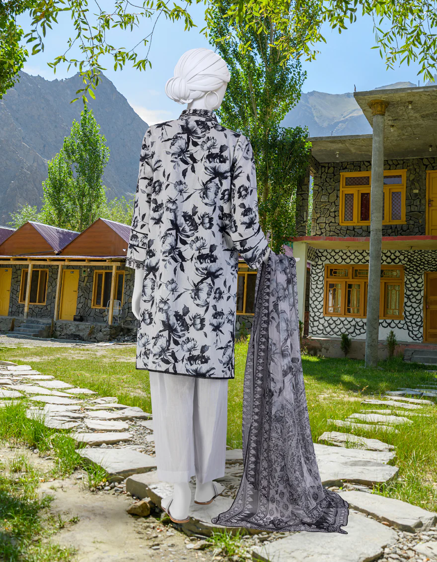 BLACK & WHITE 3PC STITCHED | JJPW-W-JW-US-23-1746 FB/ELEGANCE-2 - Image 2